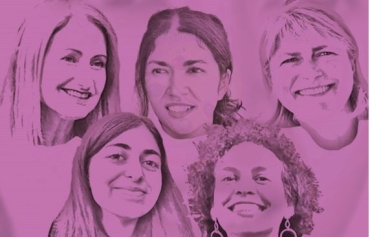 5 gezeichnete Gesichter von verschiedenen Frauen