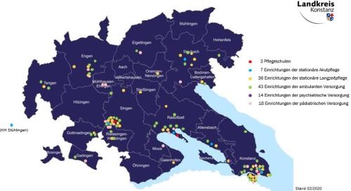 Übersichtskarte der Einrichtungen im Landkreis Konstanz